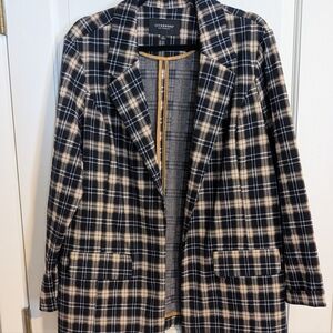 Liverpool Plaid Boyfriend Blazer Longline Blazer - Black & Cream